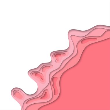 Kağıt kesimi sanat tasarımı şablonu soyut pembe dalgalar sıçraması, Sevgililer Günü arka planı