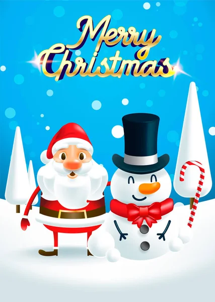 Merry Christmas! Happy Christmas companions. Santa Claus and Snow man