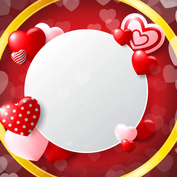 Altın çerçeveli beyaz daire Sevgililer Günü Vektör illüstrasyonuName