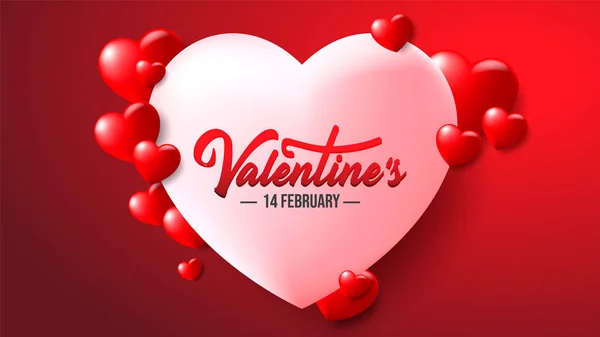 Gerçekçi 3D Renkli Romantik Sevgililer Günü Kalpleri Kırmızı Arkaplanda