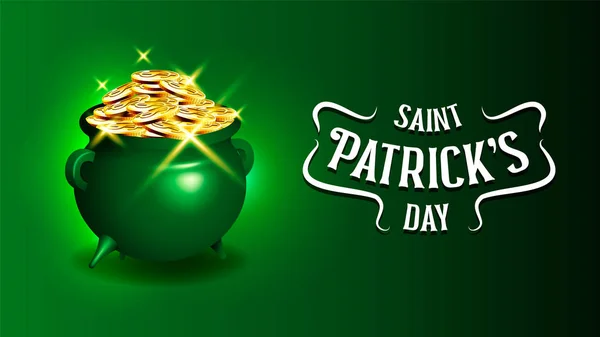 Célébration de la Saint-Patrick chaudron de pièces d'or — Image vectorielle