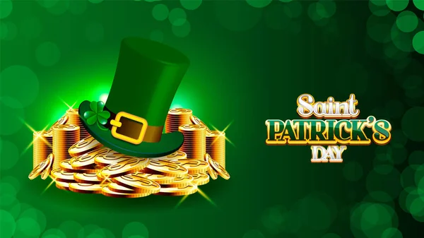 Glad St Patricks Day koncept med stack av guld — Stock vektor