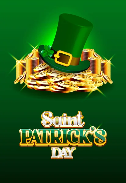 Mutlu Aziz Patrick Günü Leprikon Şapka ve Altın Para Yığını