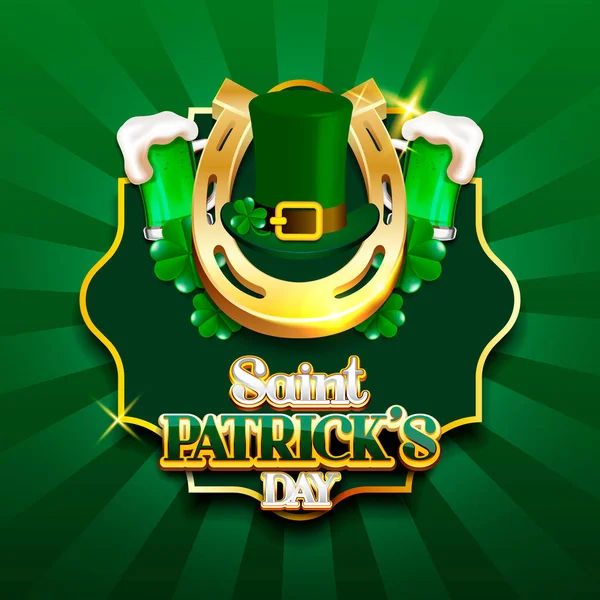 Aziz Patrick Günü birası ve altın kurdele poster tasarımı