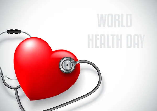 Konzept zum Weltgesundheitstag mit Herz und Stethoskop — Stockvektor
