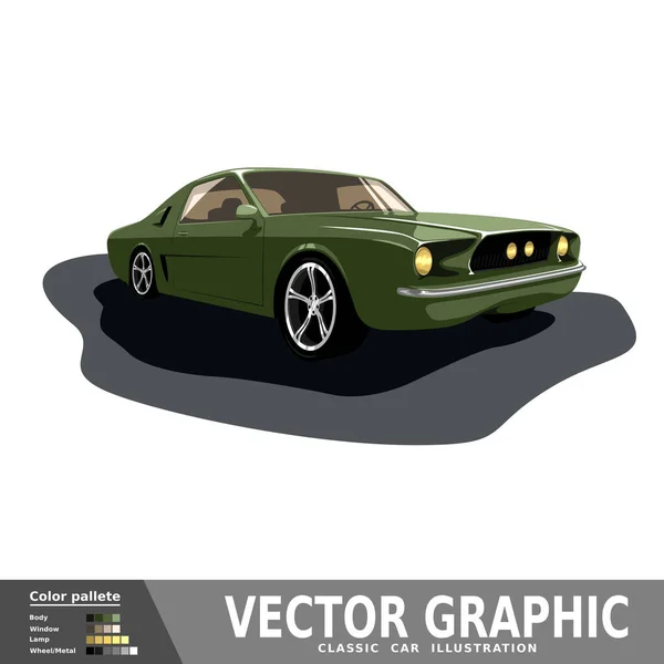 Classic Car Illustration Terisolasi White Background Grafis Vektor Yang Dapat - Stok Vektor