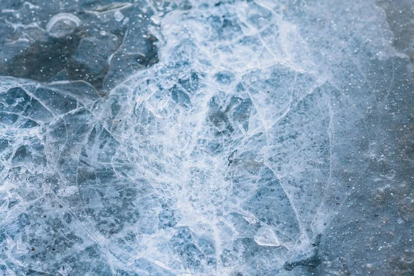 Hielo Azul Hielo Oscuro Con Una Grieta Textura Hielo Roto Imagen de archivo