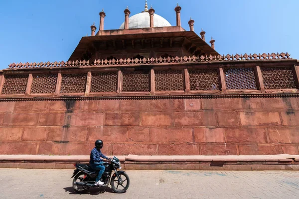 Agra Uttar Pradesh Indien Mars 2019 Röda Sandstensmurarna Och Utsökta — Stockfoto