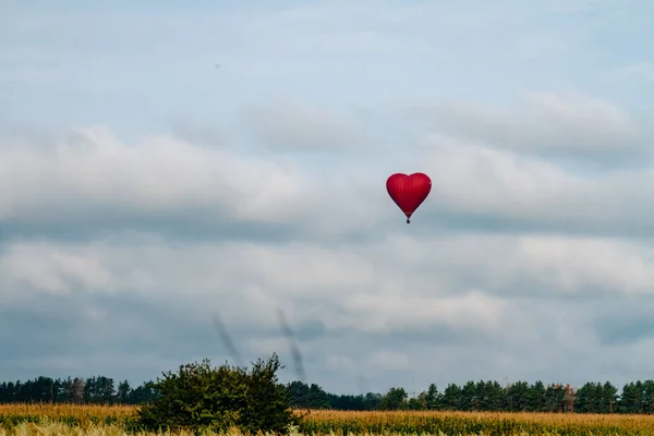 Voando um balão na forma de um coração — Fotografia de Stock