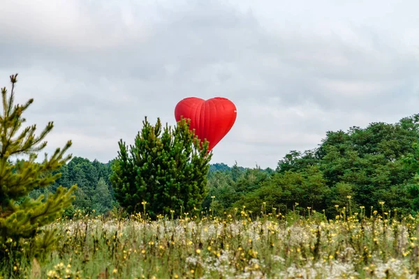 Voando um balão na forma de um coração — Fotografia de Stock