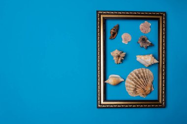 Mavi arka planda çerçeveler ve mermiler. maketleme