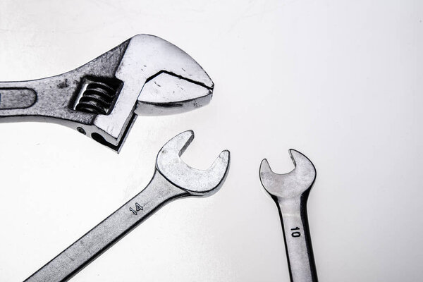 Wrenches on a white background