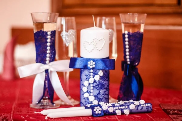 Wedding Glasses Wedding Candles — Stock Photo, Image