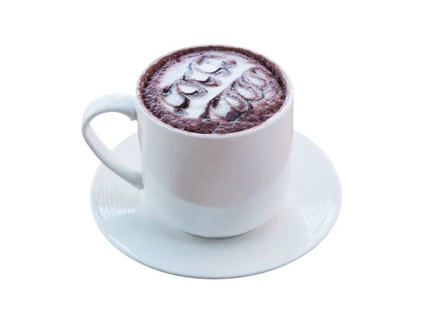 Белая чашка горячего шоколада изолированы . — стоковое фото