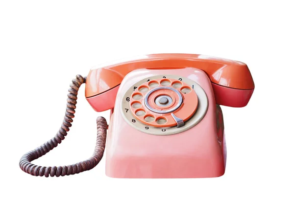 Ρετρό κόκκινο τηλέφωνο που απομονώνονται σε λευκό φόντο — Φωτογραφία Αρχείου