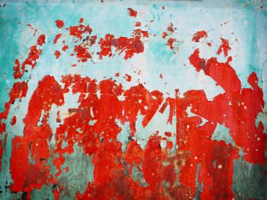 Doku çatlama ile mavi paslı metal yüzey 