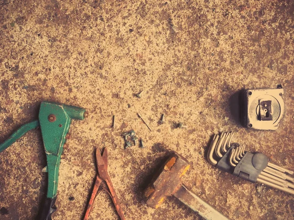 Set of craftsman tools and screws — Stock Photo, Image