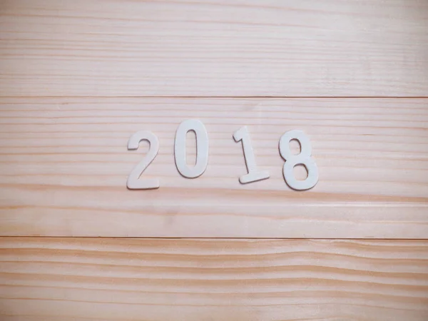 2018 New year wooden number on wood background — Stock Photo, Image
