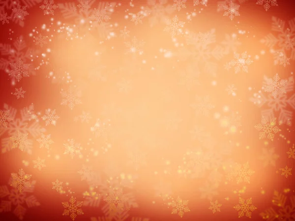 Goud en witte sneeuwvlokken op rode kleur met kopieerruimte voor Chris — Stockfoto