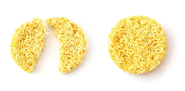 Top view of instant noodles on white background. — Stock Photo, Image