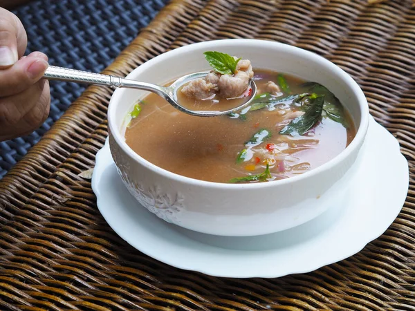 Kaeng Ranjuan Royal Thai Mat Fläsk Curry Kryddad Med Fermenterad — Stockfoto
