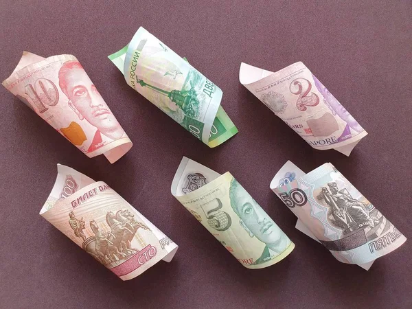 Tipo de cambio del dinero de Singapur y Rusia — Foto de Stock