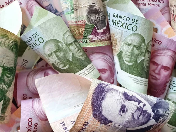 Taxa de câmbio de dinheiro uruguaio e mexicano — Fotografia de Stock