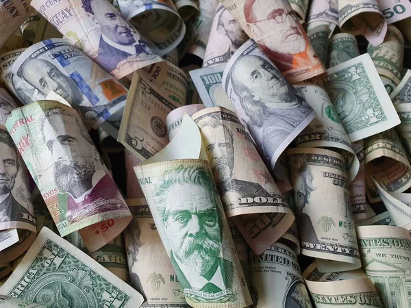 Exchange rate of uruguayan and american money — Stock Photo, Image
