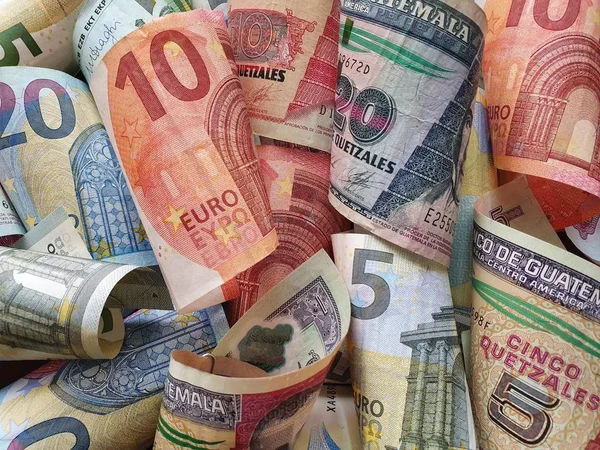 Exchange rate of Guatemalan and European money — Stock Photo, Image