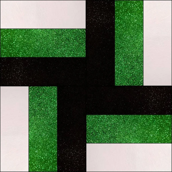 Diseño con patrón geométrico en colores negro, verde y blanco — Foto de Stock