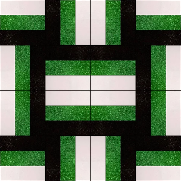 Design geometriai mintázattal fekete, zöld és fehér színekben — Stock Fotó