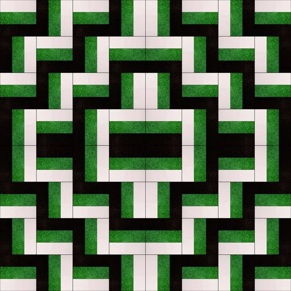 Design with geometric pattern in black, green and white colors — 스톡 사진