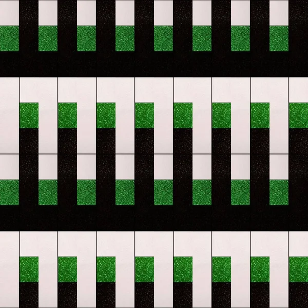 Design mit geometrischem Muster in schwarzen, grünen und weißen Farben — Stockfoto
