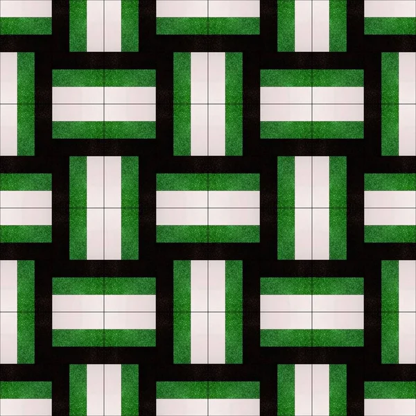 Design med geometriskt mönster i svart, grönt och vitt — Stockfoto