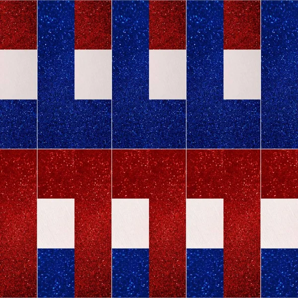 Diseño creativo con patrón geométrico en colores azul, blanco y rojo —  Fotos de Stock