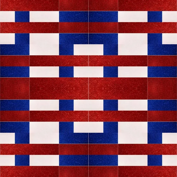 Design créatif avec motif géométrique aux couleurs bleu, blanc et rouge — Photo