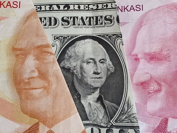 approach to american one dollar bill and Turkish banknotes