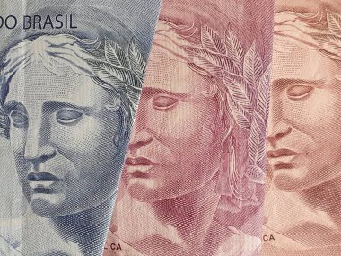 Brezilya banknotlarına yaklaşım farklı mezhepler, arka plan ve dokular