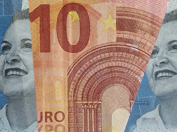 Aproximação Notas Europeias Notas Colombianas 2000 Pesos — Fotografia de Stock