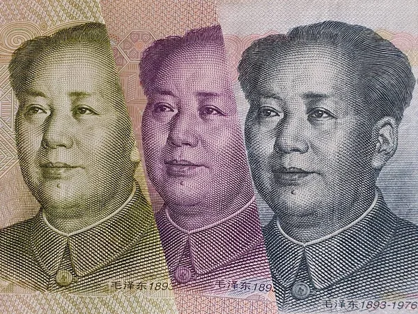 Approach Chinese Banknotes Different Denominations Background Texture — Stock Photo, Image