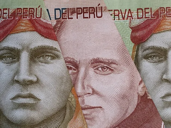 Aproximación Los Billetes Peruanos Diferentes Denominaciones Fondo Textura —  Fotos de Stock