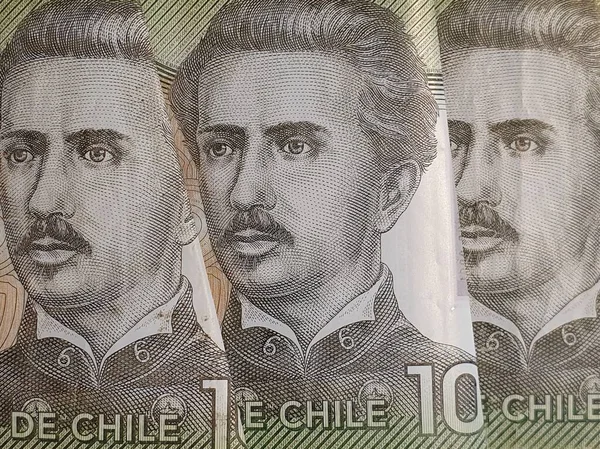 Aproximación Billetes Chilenos 1000 Pesos Fondo Textura —  Fotos de Stock