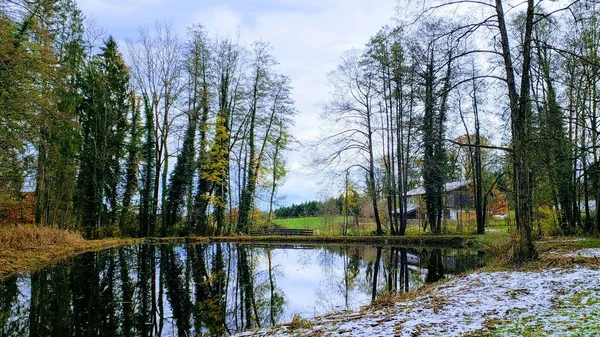 秋のドイツ チームゼー湖の風景 — ストック写真