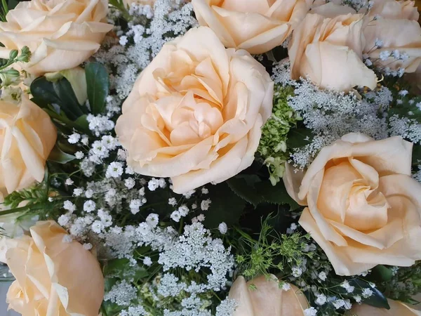 Rose Clair Fleurs Roses Dans Arrangement Floral Pour Cadeau Amour — Photo