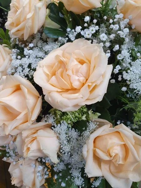 Rose Clair Fleurs Roses Dans Arrangement Floral Pour Cadeau Amour — Photo