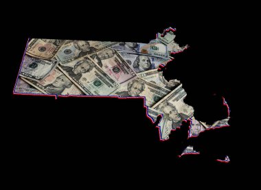 Massachusetts Eyaleti ve kara fon haritası oluşturuluyor.