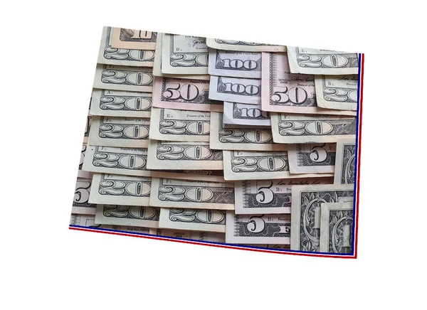 Amerikaanse Dollar Bankbiljetten Vormen Kaart Van Wyoming State Witte Achtergrond — Stockfoto