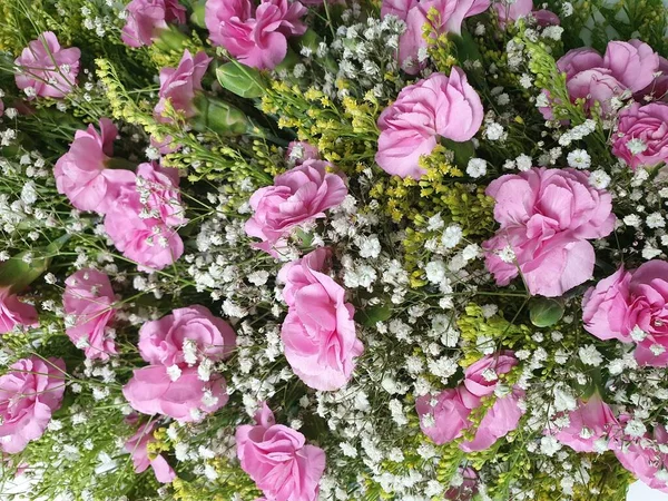 Fleur Oeillet Rose Dans Bouquet Floral Fond Texture — Photo