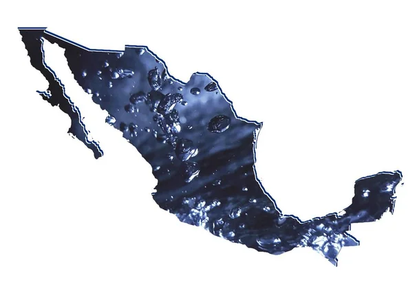 Mapa Mexika Pohyblivým Vodním Obrazem Bílým Pozadím — Stock fotografie