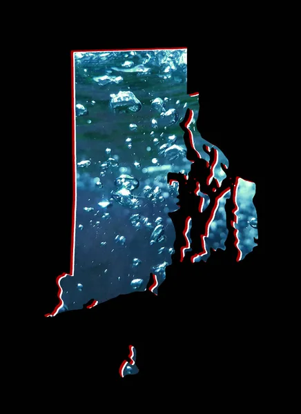 Karta Över Rhode Island Tillstånd Med Rörlig Vattenbild Och Svart — Stockfoto